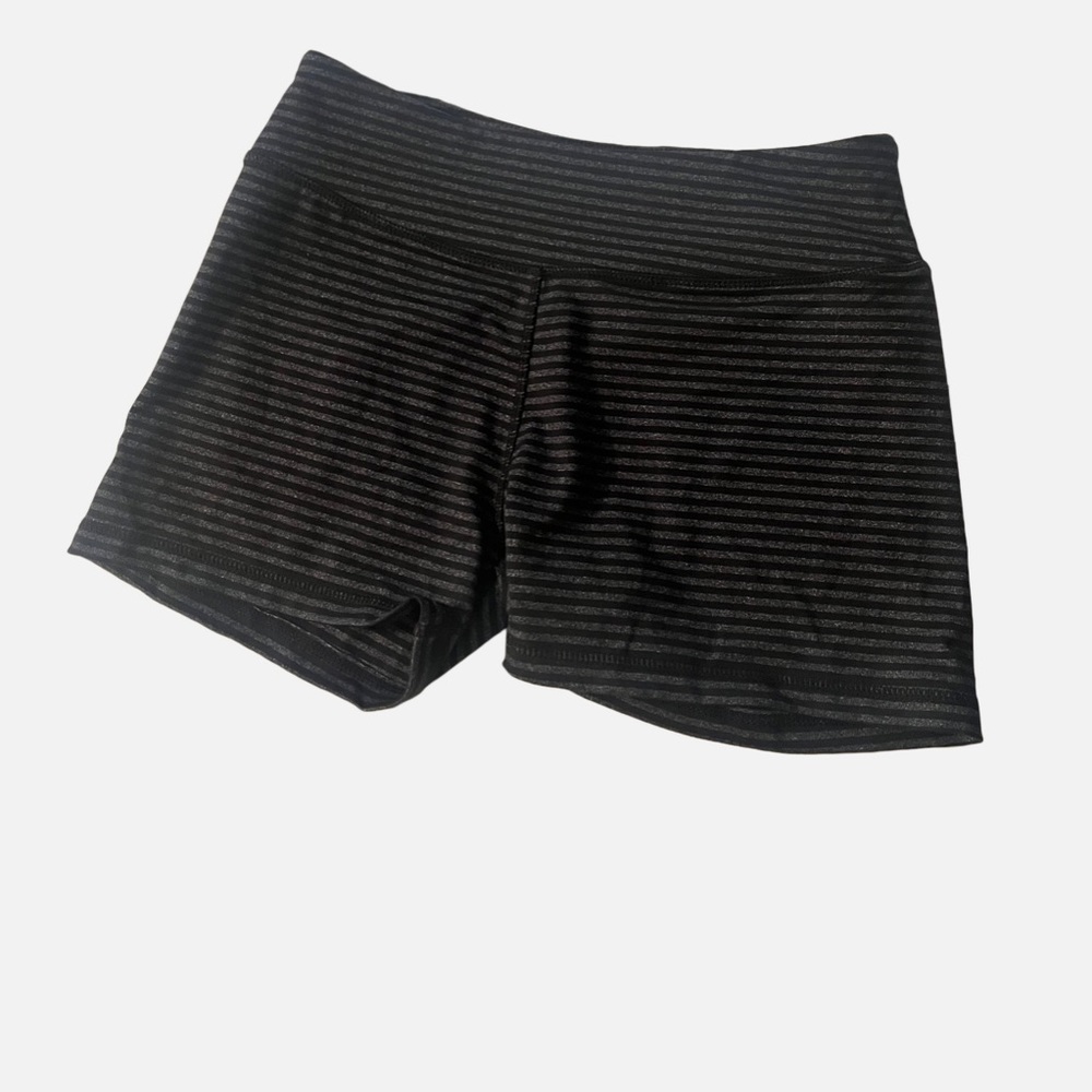 Kyodan Black Gray Striped Nylon Spandex Blend Running Workout Shorts Women’s S